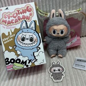 SESAME BEAN - Exciting Macaron Labubu.New. PopMart. Box opened to verify. Grey.